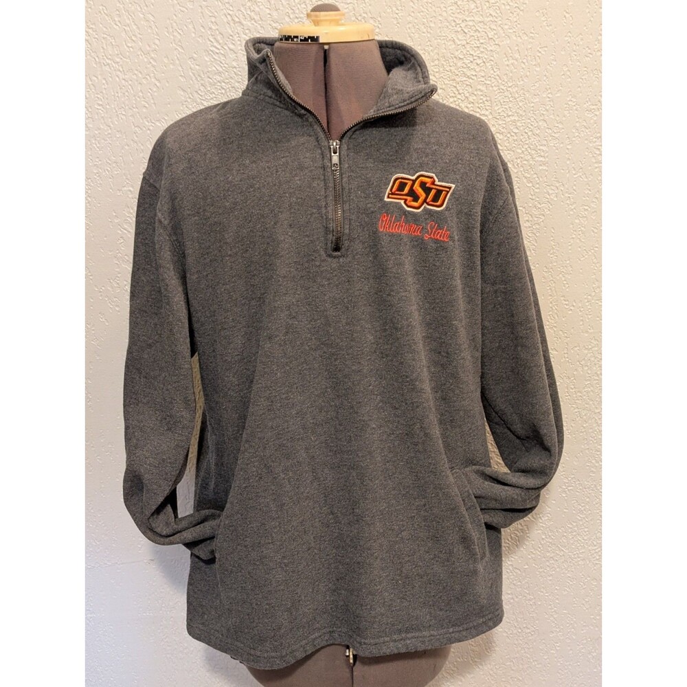 Stadium Athletics Grey Oklahoma State Cowboys 1/4 Zip Pullover Mens Large OSU